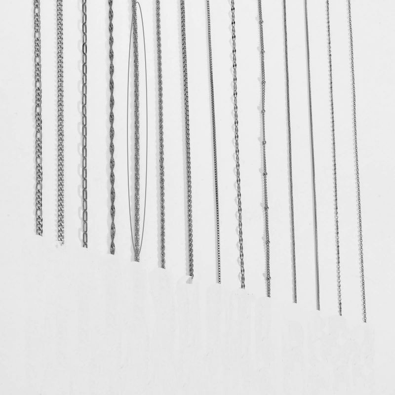 Fashion Gypsophila/steel Color Width 2.5mm Length 40+5 Titanium Steel Geometric Chain Necklace