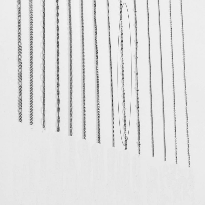 Fashion Lip Chain/steel Color Width 2mm Length 40+5 Titanium Steel Geometric Chain Necklace