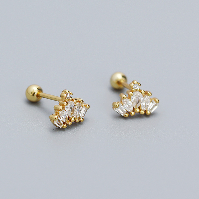Fashion Gold Color Silver Diamond Geometric Piercing Nails