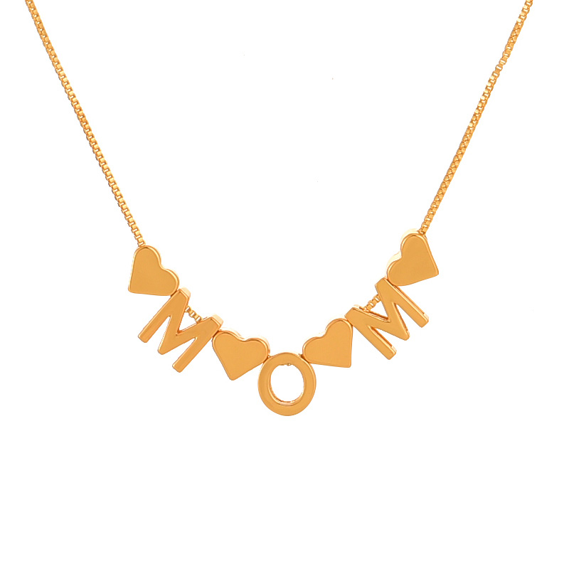Fashion Golden 1 Copper Love Letter Mom Pendant Necklace
