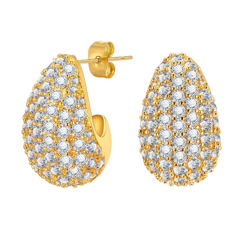 Fashion Gold Copper Inlaid Zirconium Drop-shaped Earrings