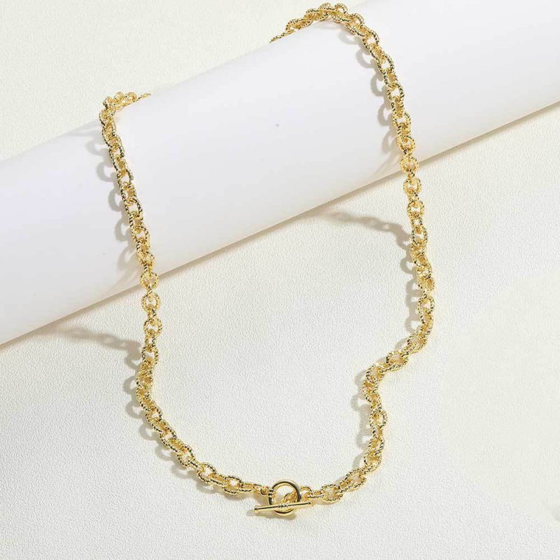 Fashion Ot Buckle Necklace Gold Plated Copper Geometric Chain Necklace