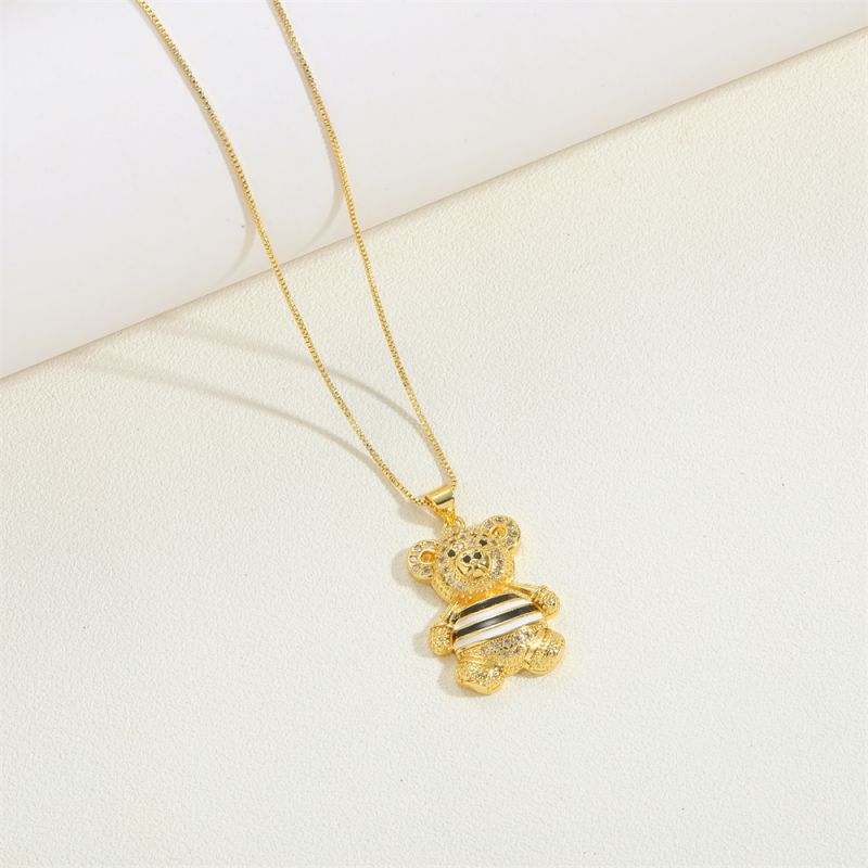 Fashion Bear Copper Diamond Bear Necklace