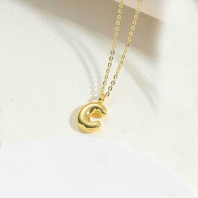 Fashion Letter C Gold Plated Copper 26 Letter Necklace
