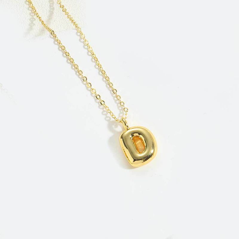 Fashion Letter D Gold Plated Copper 26 Letter Necklace