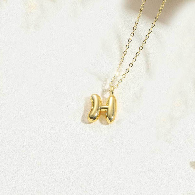 Fashion Letter H Gold Plated Copper 26 Letter Necklace