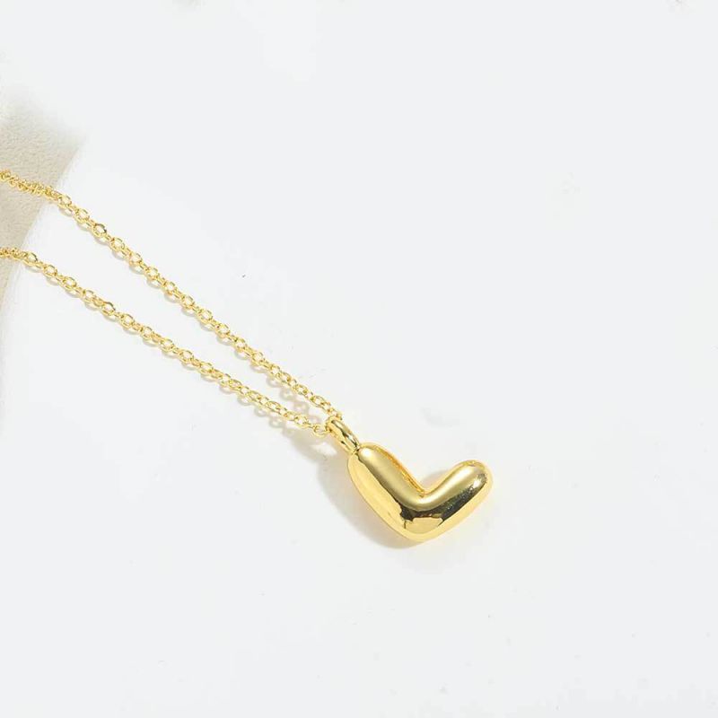 Fashion Letter L Gold Plated Copper 26 Letter Necklace