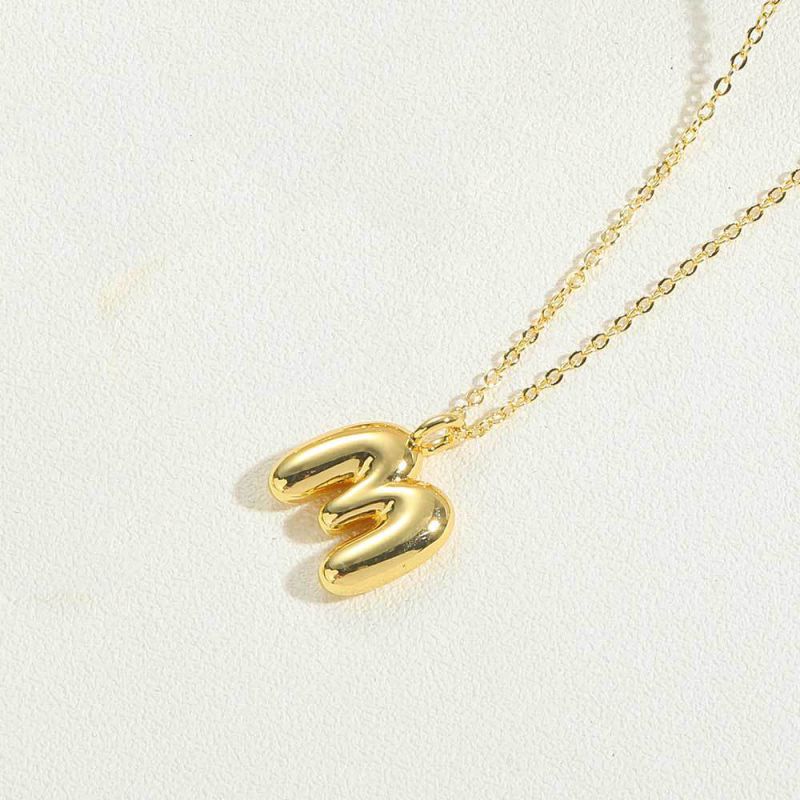 Fashion Letter M Gold Plated Copper 26 Letter Necklace