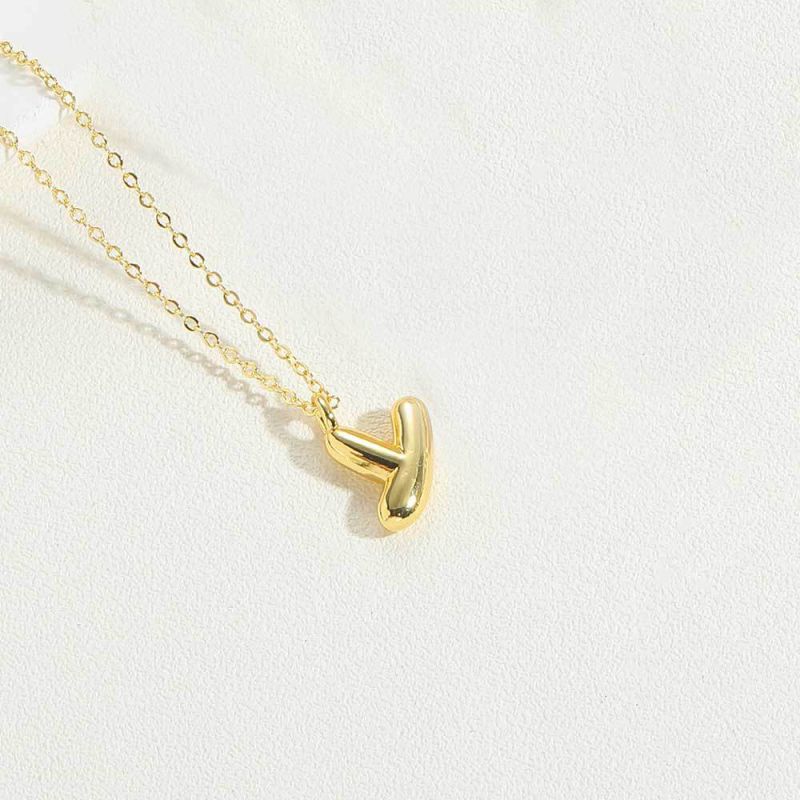 Fashion Letter Y Gold Plated Copper 26 Letter Necklace