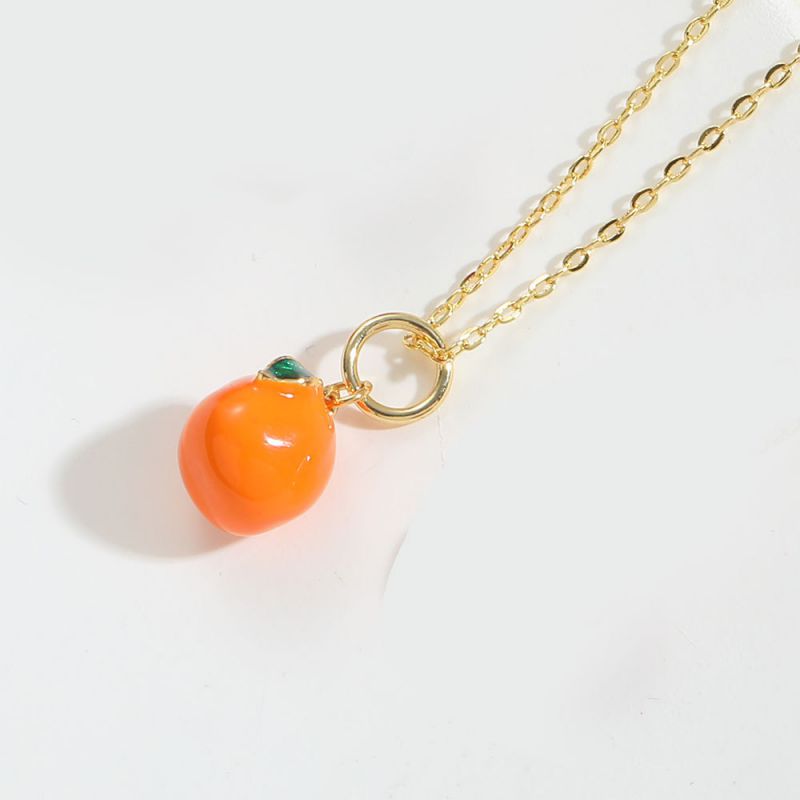 Fashion Orange Gold Plated Copper Geometric Fruit Necklace