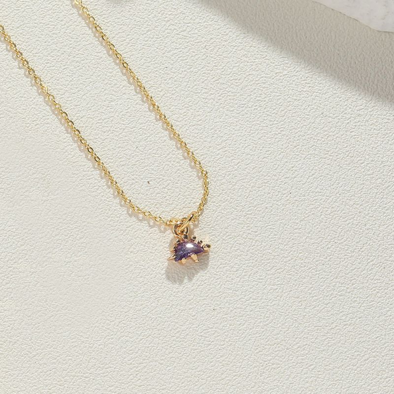 Fashion Purple Zirconium Turtle Gold-plated Copper Geometric Turtle Necklace With Diamonds