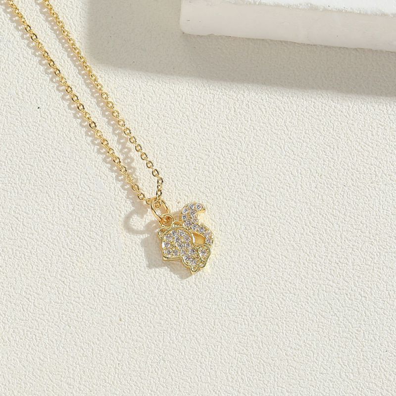 Fashion Mouse Gold-plated Copper Geometric Necklace With Diamonds