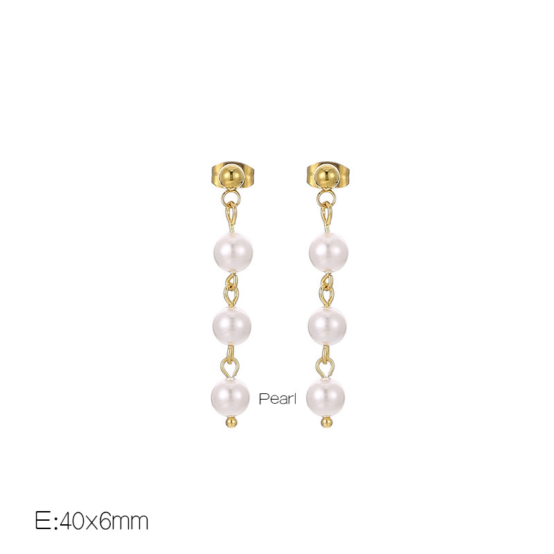 Fashion Gold Earrings Ke112573-z Geometric Pearl Bead Earrings