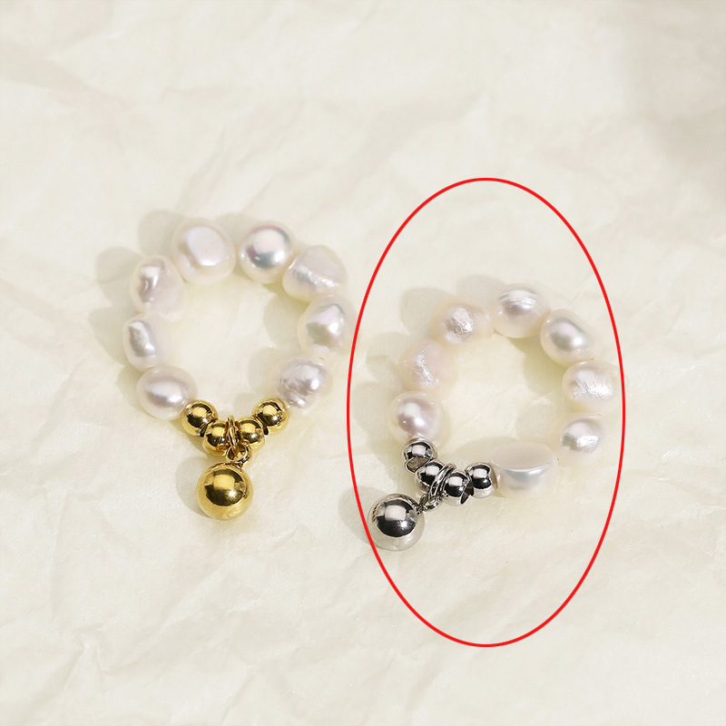 Fashion Steel Ring Only Kr1088520-z (elastic) Geometric Pearl Bead Ring