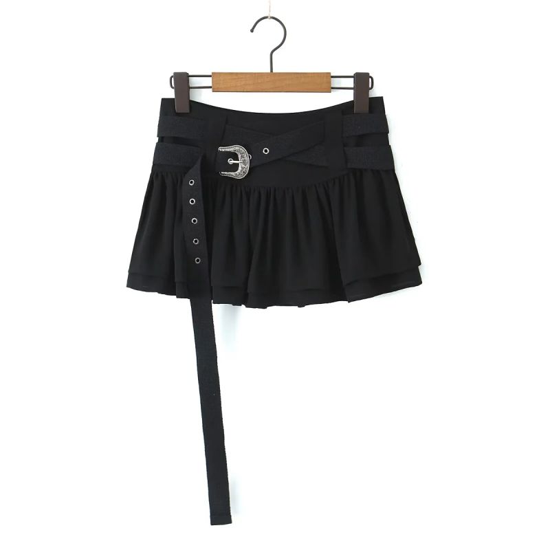 Fashion Dark Night Polyester Layered Pleated Skirt