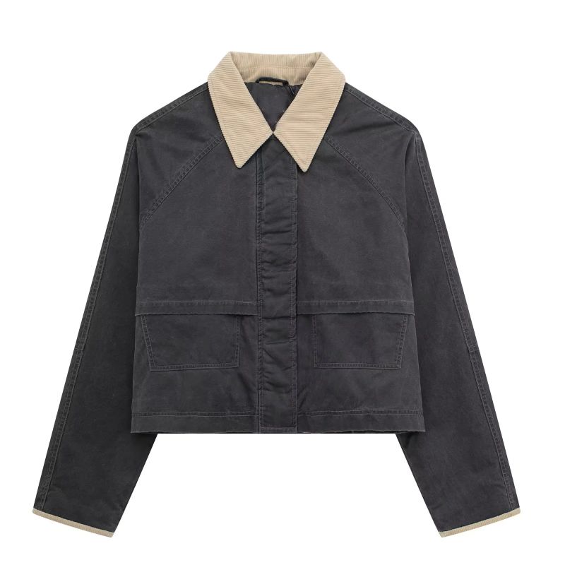 Fashion Black Blend Contrasting Lapel Buttoned Jacket