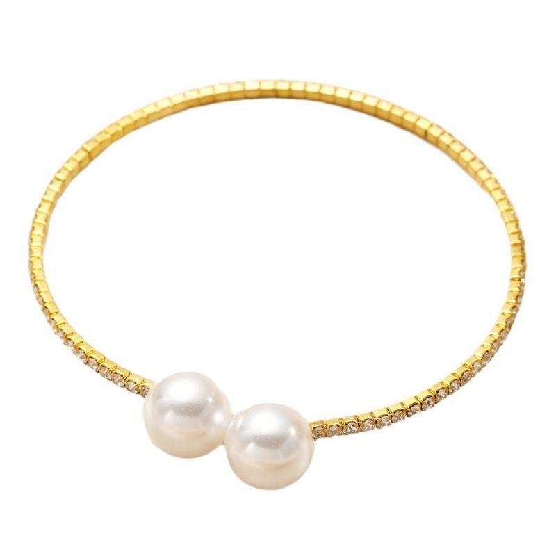 Fashion 3# Alloy Diamond And Pearl Bracelet