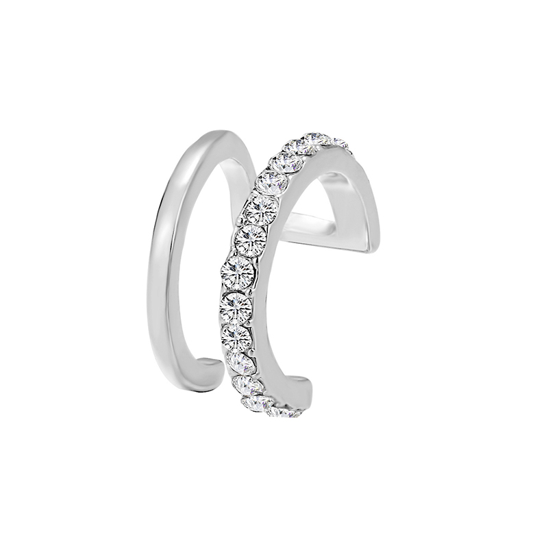 Fashion 4# Alloy Diamond-encrusted Double-layer Ear Cuff (single)