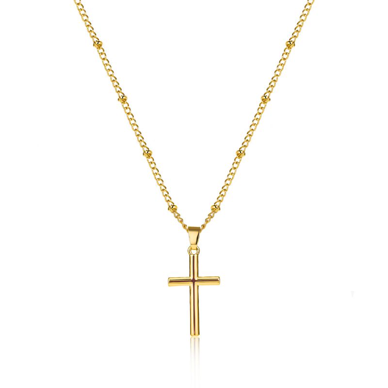 Fashion Gold Gold Plated Copper Cross Necklace