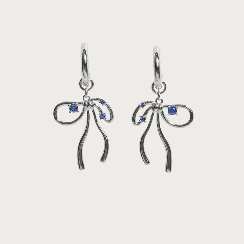 Fashion Silver Pair Gold Plated Copper Bow Earrings
