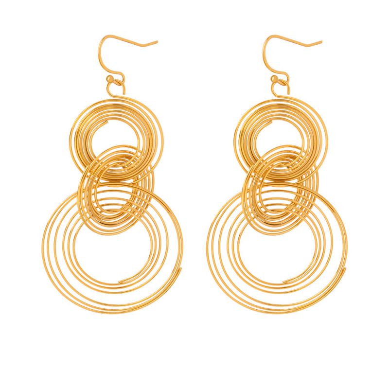 Fashion Gold Titanium Steel Gold-plated Multi-layer Hoop Earrings