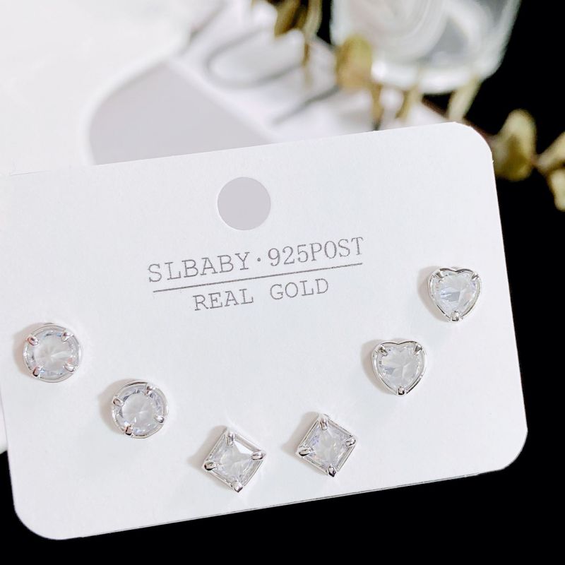 Fashion 32# Copper and Diamond Geometric Earrings Set