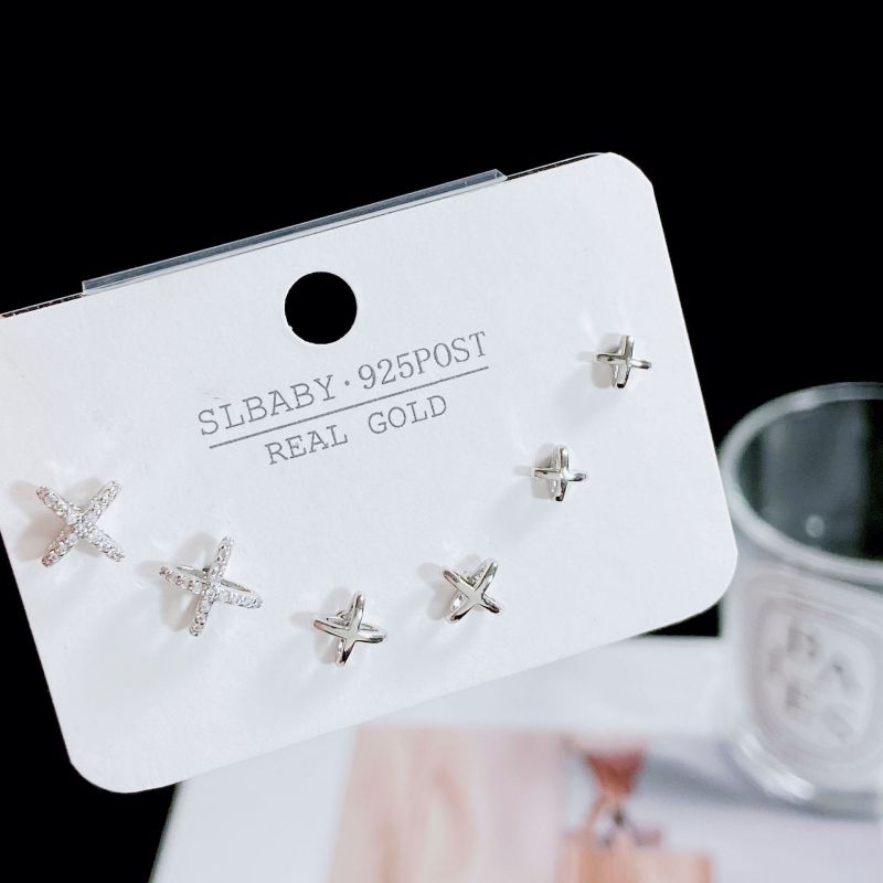 Fashion 98# Copper and Diamond Geometric Earrings Set