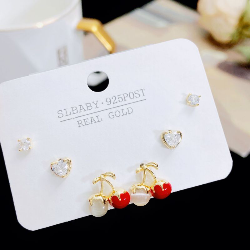 Fashion 12# Copper And Diamond Geometric Earrings Set