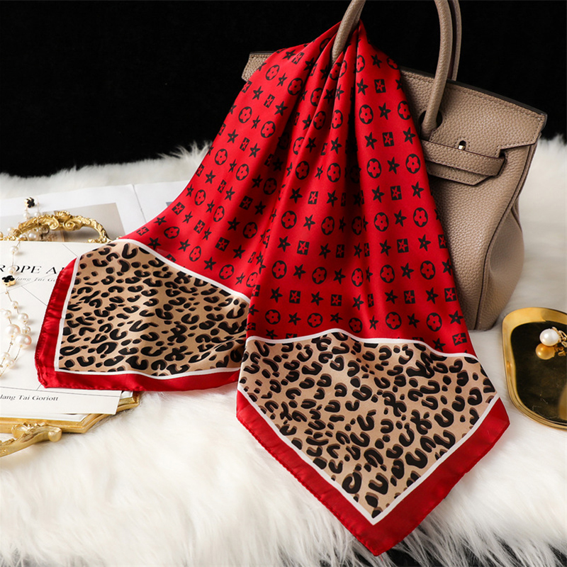 Fashion 4 Red Polyester Printed Silk Scarf