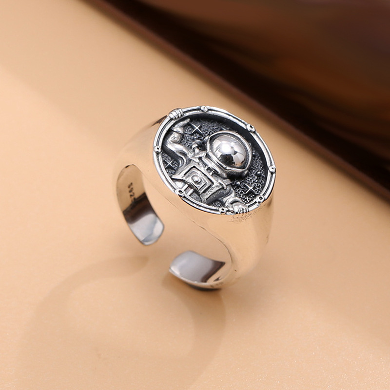 Fashion Silver Metal Geometric Astronaut Open Ring