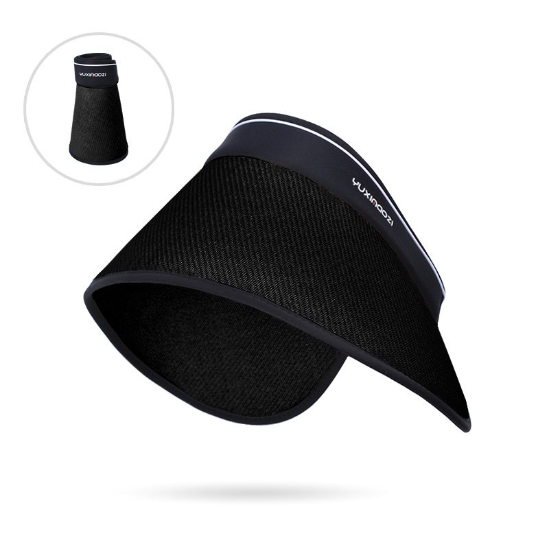 Fashion Black Large Brim Foldable Empty Top Straw Hat