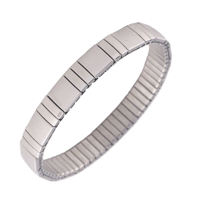 Fashion Silver Titanium Steel Rectangular Men's Stretch Bracelet