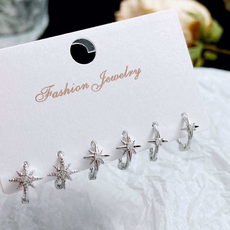 Fashion 16# Copper And Diamond Geometric Earrings Set