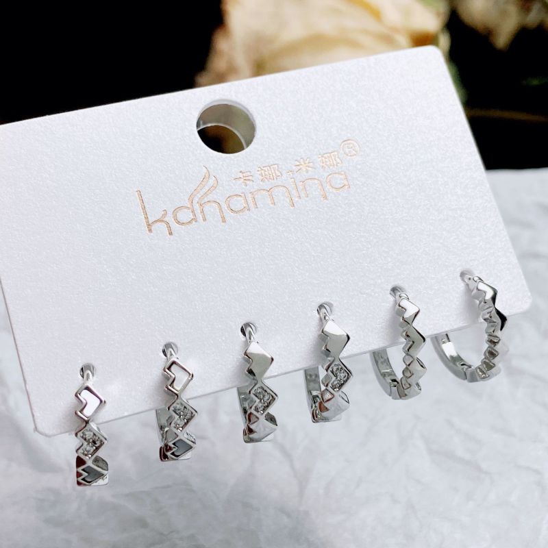 Fashion 34# Copper And Diamond Geometric Earrings Set