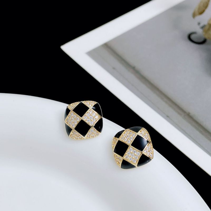 Fashion 6# Copper Diamond Geometric Square Stud Earrings
