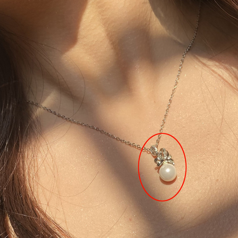 Fashion Bow Shell Bead Pendant [not Including Chain Copper Diamond Bow Pearl Pendant
