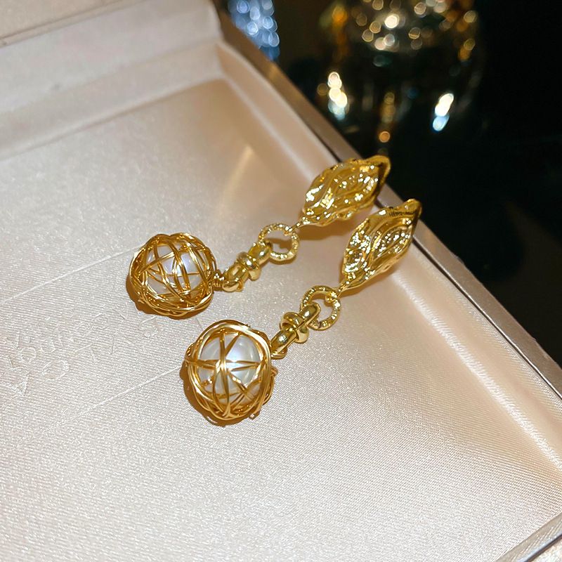 Fashion Pearl (real Gold Plating) Metal Geometric Pearl Earrings