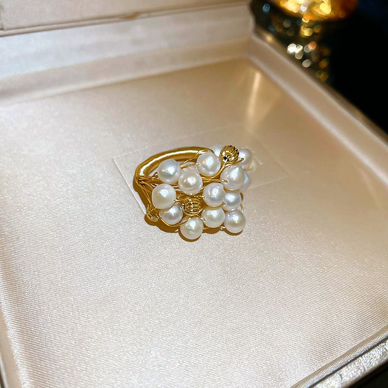 Fashion Ring-gold (real Gold Plating) Metal Geometric Pearl Ring