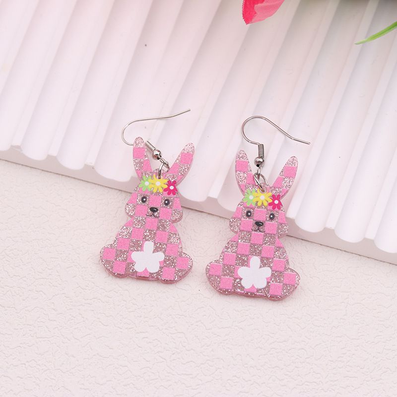 Fashion Little Flower Rabbit Acrylic Rabbit Earrings