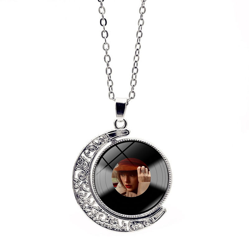 Fashion 18# Alloy Double-sided Rotating Moon Round Necklace