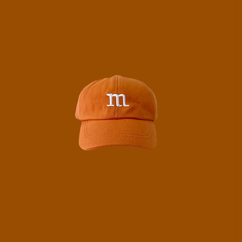 Fashion M Children's Orange Baseball Cap - Head Circumference 48-52 Letter Embroidered Children's Baseball Cap