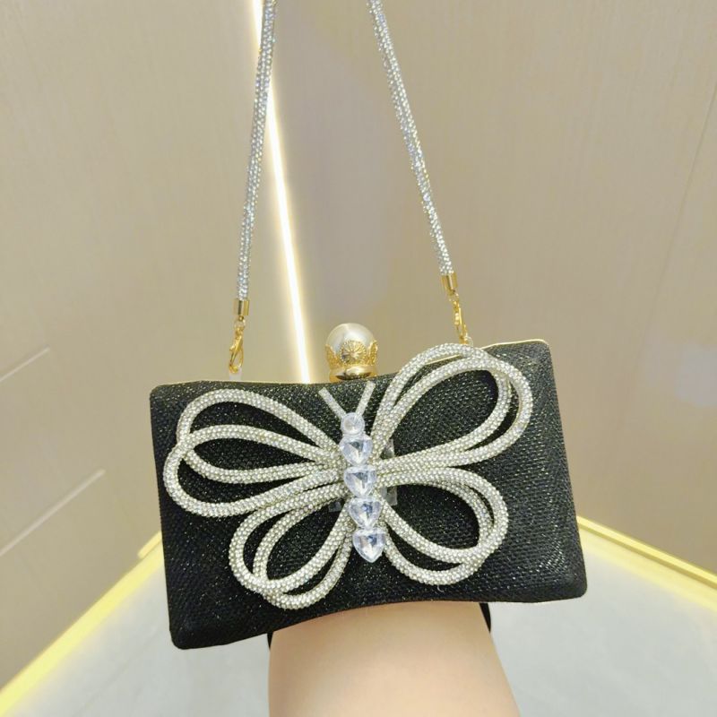 Fashion Blackblack Polyester Diamond Butterfly Shoulder Bag