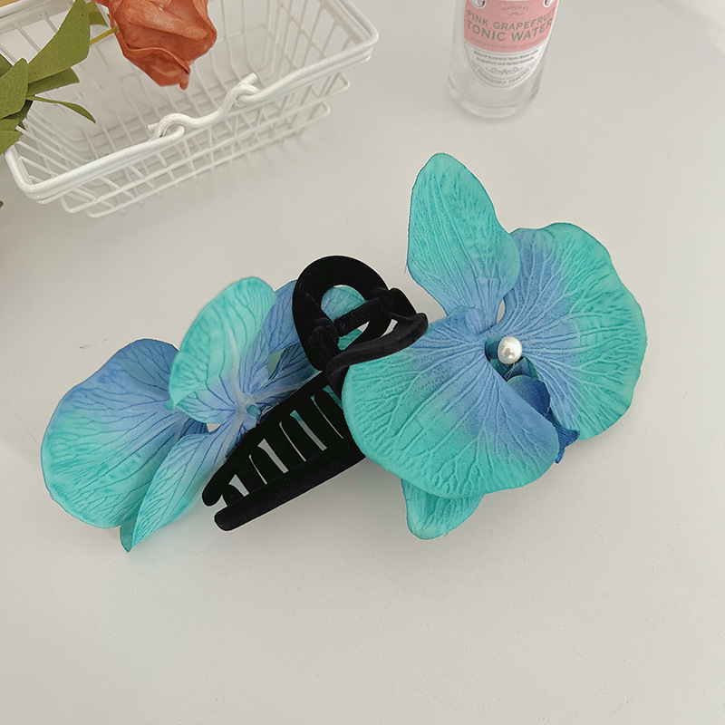 Fashion Blue Phalaenopsis Clip Fabric Simulated Flower Gripper