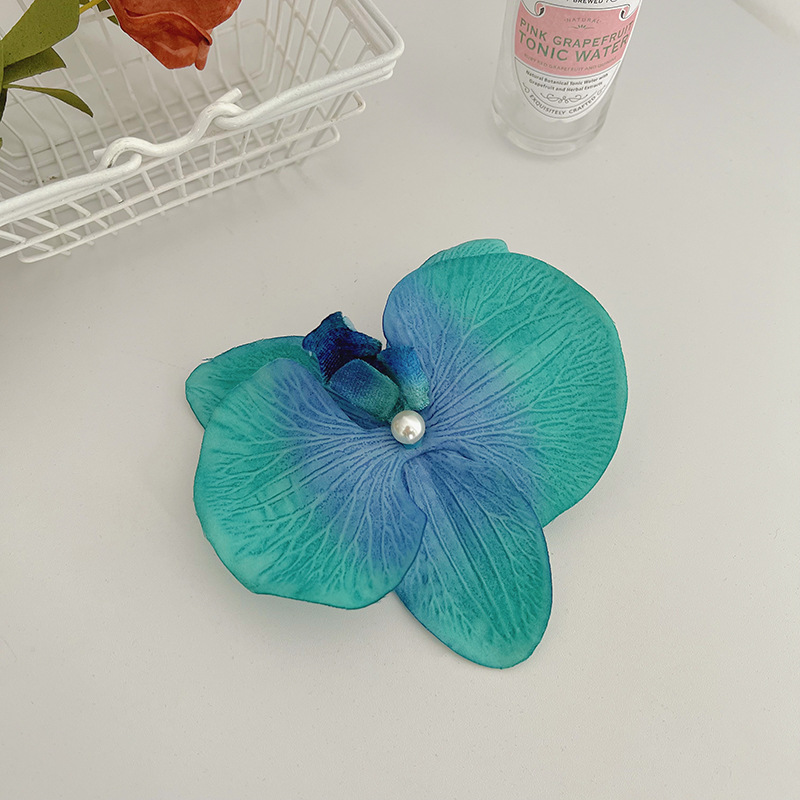 Fashion Blue Flower Edge Clip Fabric Artificial Flower Hairpin
