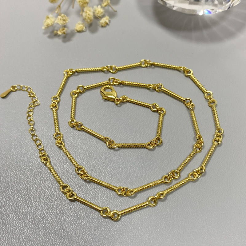 Fashion Hip Hop Twist Chain [gold Color] 45+5cm Copper Geometric Chain Necklace