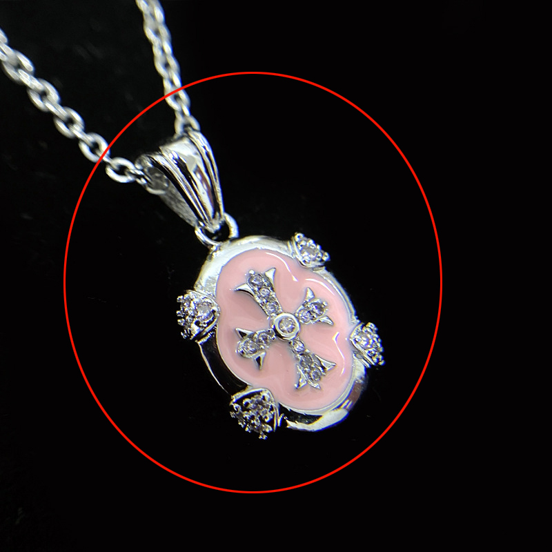 Fashion Medieval Retro [pink] Does Not Include Chain Copper Diamond Cross Pendant