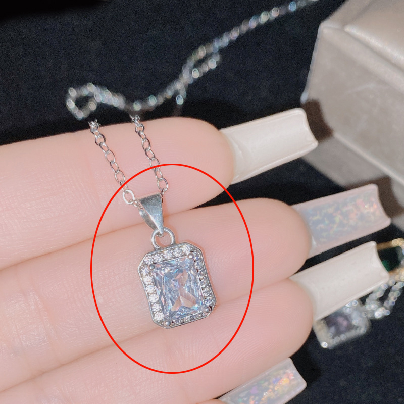 Fashion Cuic [white Diamond] Does Not Include Chain Copper Diamond Square Pendant