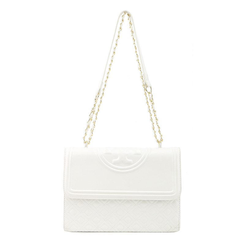 Fashion White Pu Diamond Flap Crossbody Bag