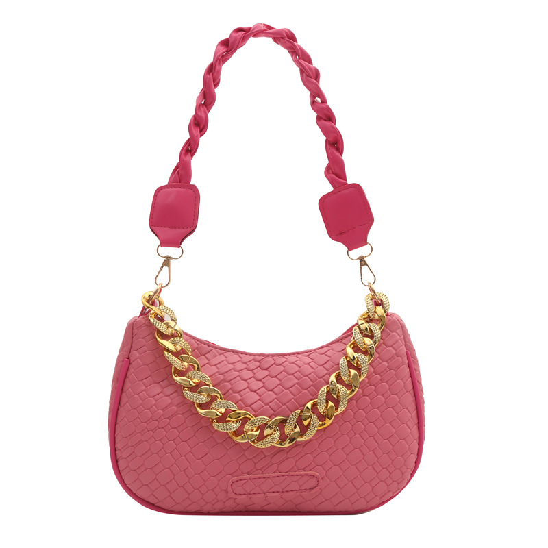 Fashion Pink Pu Head Pattern Large Capacity Shoulder Bag