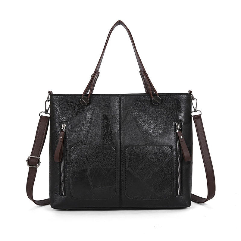 Fashion Black Pu Large Capacity Cross-body Bag